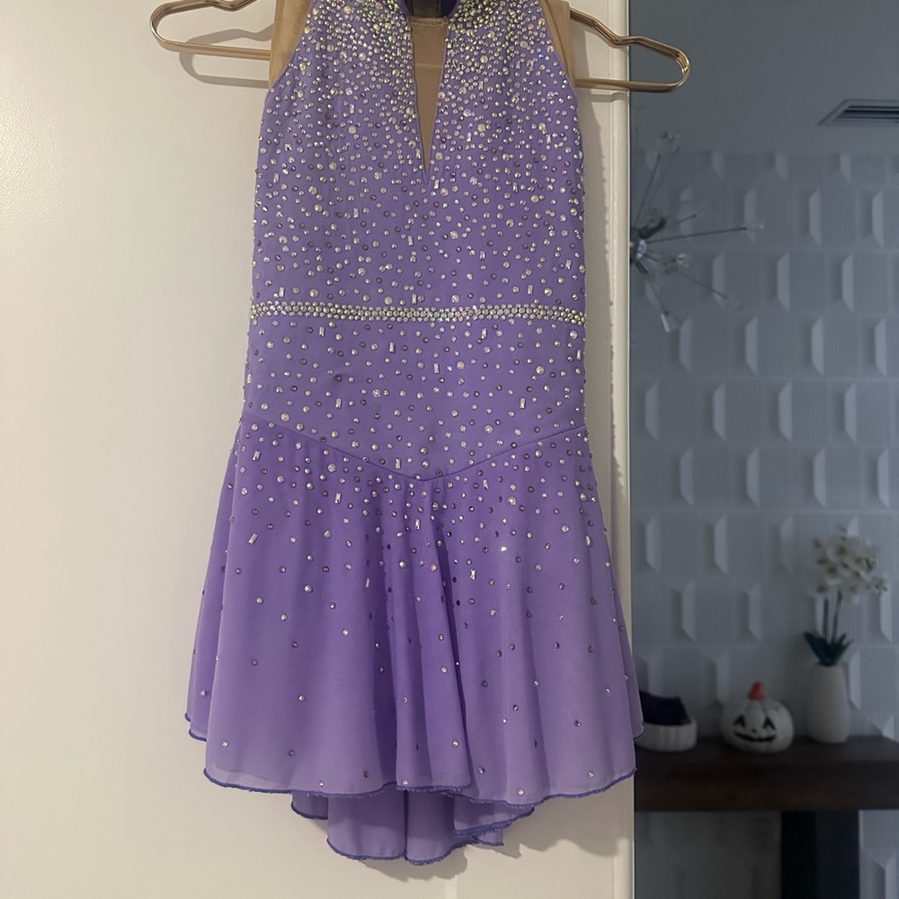 Elegant Purple girls figure skating dress